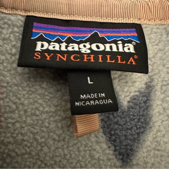 Patagonia Synchilla Snap-t Pullover Gray Arrows Wish Tails Jacket Sweatshirt L - Picture 4 of 8
